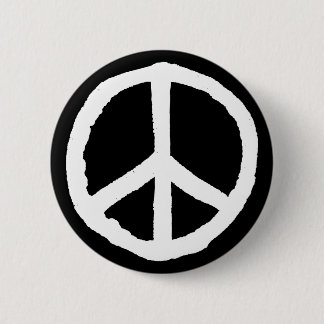 Rough Peace Symbol - Weiß auf Schwarz Button