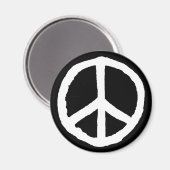 Rough Peace Symbol - Weiß auf Schwarz Magnet (Vorderseite/Rückseite)