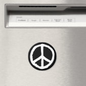 Rough Peace Symbol - Weiß auf Schwarz Magnet (In Situ (Geschirrspüler))