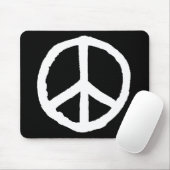 Rough Peace Symbol - Weiß auf Schwarz Mousepad (Mit Mouse)