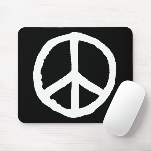 Rough Peace Symbol - Weiß auf Schwarz Mousepad (Mit Mouse)