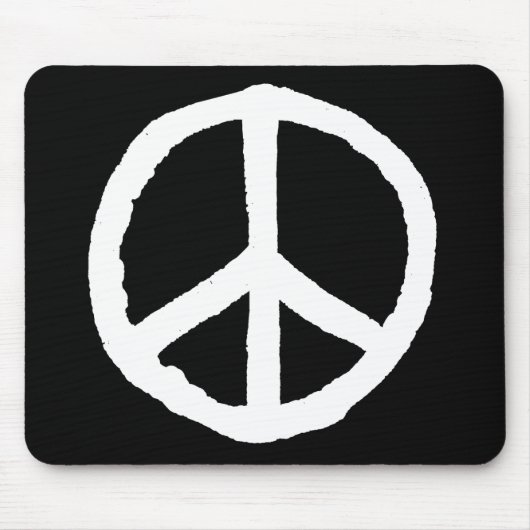 Rough Peace Symbol - Weiß auf Schwarz Mousepad (Vorne)