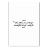 Rough Pineaphorn Skin, adjektive Lesekarten Tischnummer (Rückseite)