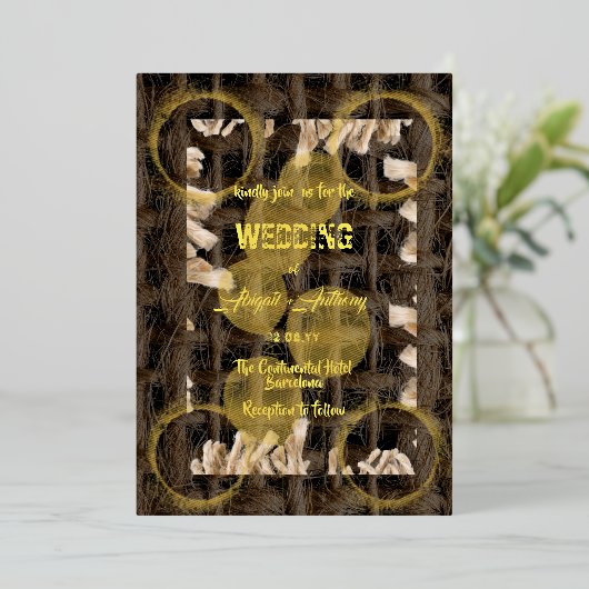 Rough Rope Stylish Border Wedding Folieneinladung (Stehend vorne)