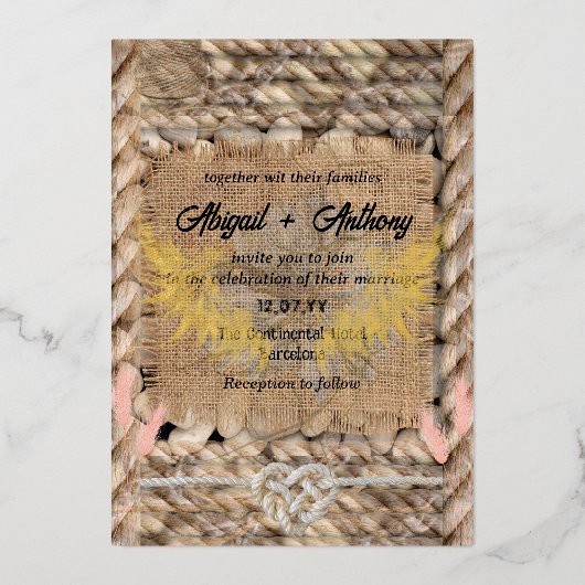 Rough Rope Wedding Folieneinladung (Vorderseite)