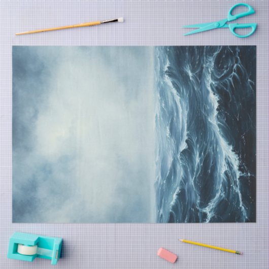 Rough Seas Ocean Waves Dekoupage Seidenpapier (Basteln)