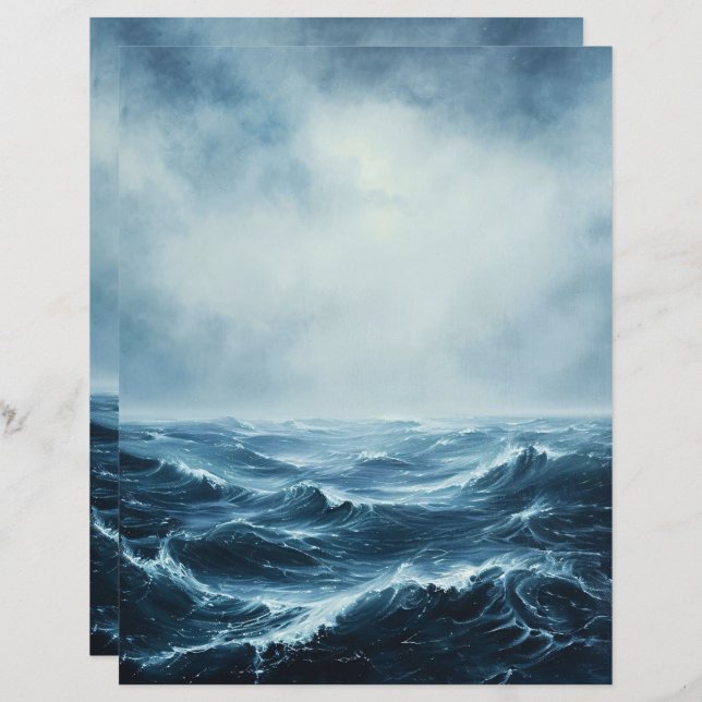Rough Seean Ocean Waves Scrapbook Paper (Vorne/Hinten)