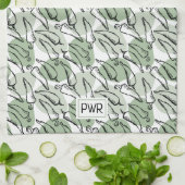 Rough Sketch Chile Paprikaschoten auf Green Geschirrtuch (Gefaltet)