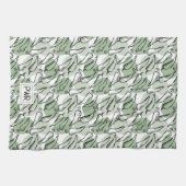 Rough Sketch Chile Paprikaschoten auf Green Geschirrtuch (Horizontal)