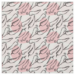 Rough Sketch Chile Paprikaschoten auf Rosa Stoff