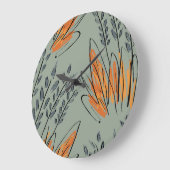 Rough Sketched Grass Ethnic Design Große Wanduhr (Winkel)