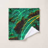 Rough texture dark green cyan with brown craters badhandtuch set (Waschlappen)