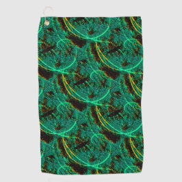 Rough texture dark green cyan with brown craters golfhandtuch