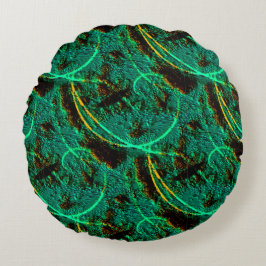 Rough texture dark green cyan with brown craters rundes kissen