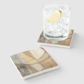 Rough Textured Earth Tone Painting Steinuntersetzer (Seitenansicht)