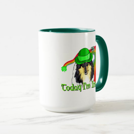 Rough Tri Collie Saint Patricks Tasse (VorderseiteRechts)