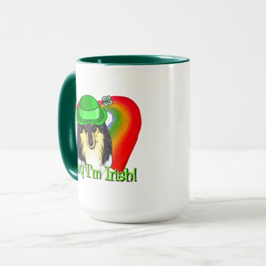 Rough Tri Collie Saint Patricks Tasse (Vorderseite Links)