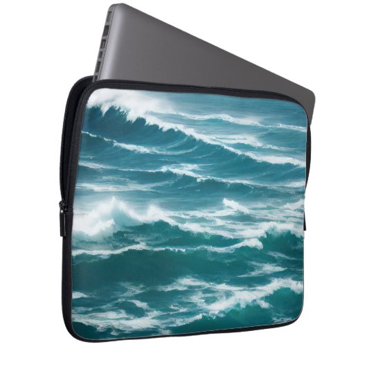 Rough Waters Türkis Ocean Waves Laptopschutzhülle (Vorne Rechts)