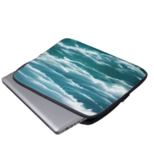 Rough Waters Türkis Ocean Waves Laptopschutzhülle (Vorne Knopf)