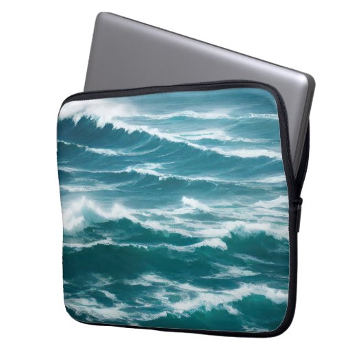 Rough Waters Türkis Ocean Waves Laptopschutzhülle (Vorderseite Links)