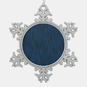 Rough Wood Grain Look Hintergrund Deep Blue Schneeflocken Zinn-Ornament (Vorderseite)