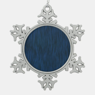 Rough Wood Grain Look Hintergrund Deep Blue Schneeflocken Zinn-Ornament