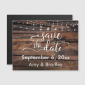 Rough Wood & Lights Save the Date Magnetkarte (Vorne/Hinten)