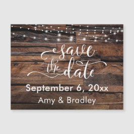 Rough Wood & Lights Save the Date Magnetkarte