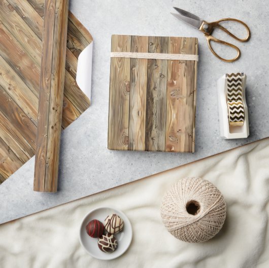 Rough Wood Planks Wrapping Paper Roll Geschenkpapier (Kunsthandwerk)