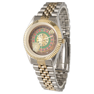 Roulette-Rad und Karten Zweifarben-Armbanduhr Armbanduhr