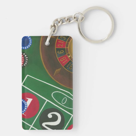 Roulette-Tabelle mit Chips und Rad Schlüsselanhänger (Rückseite)