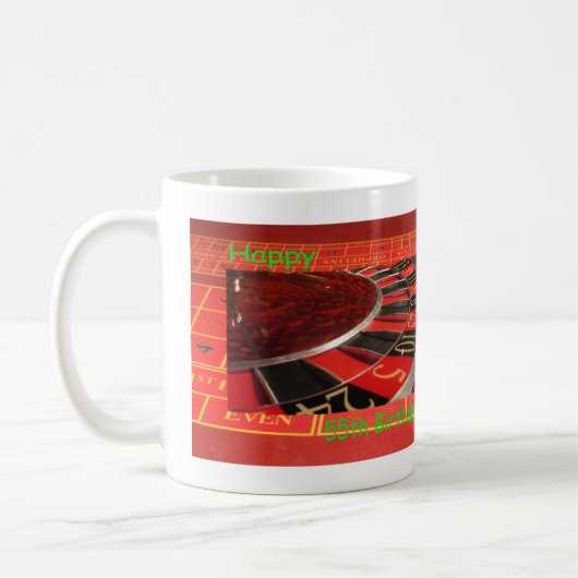 Roulette Wheel Happy 55. Geburtstag Kaffeetasse (Links)