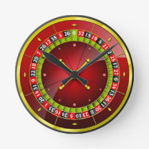 Roulette Wheel Red Round Clock