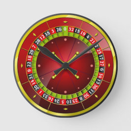 Roulette Wheel Red Round Clock Runde Wanduhr
