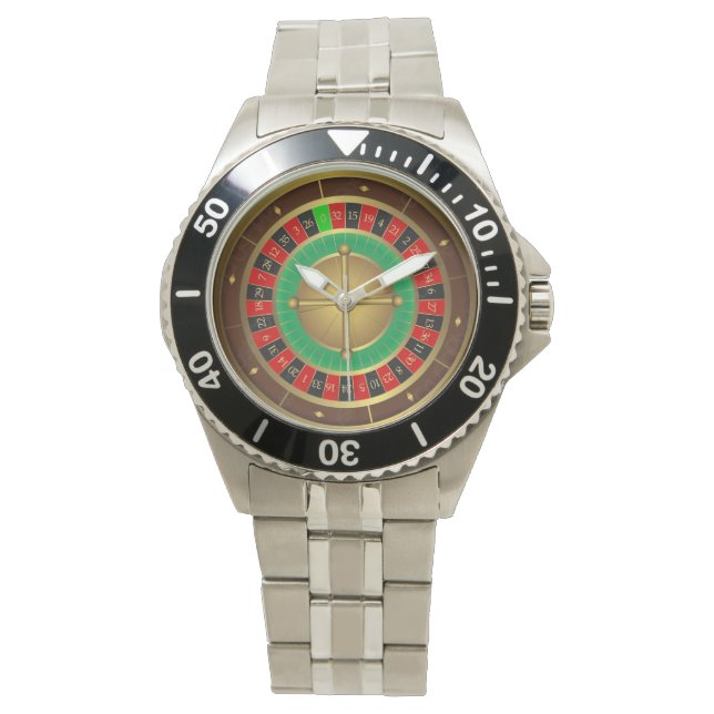 Roulette Wheel Stainless Steel Watch Armbanduhr (Vorderseite)