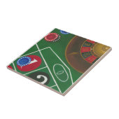 Roulettetisch mit Chips und Rädern Fliese (Seite)