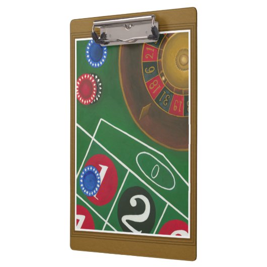Roulettetisch mit Chips und Rädern Klemmbrett (Links)