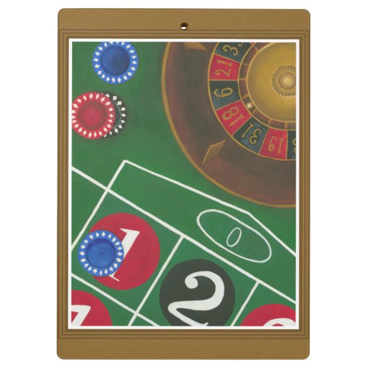 Roulettetisch mit Chips und Rädern Klemmbrett (Rückseite)