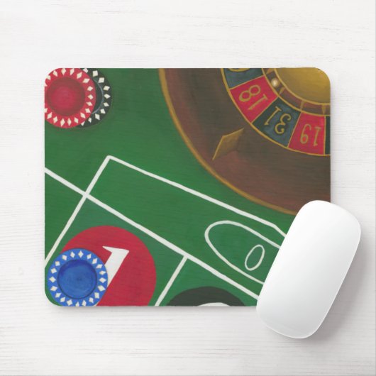 Roulettetisch mit Chips und Rädern Mousepad (Mit Mouse)