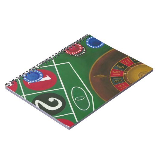 Roulettetisch mit Chips und Rädern Notizblock (Linke Seite)