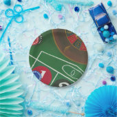 Roulettetisch mit Chips und Rädern Pappteller (Party)