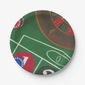 Roulettetisch mit Chips und Rädern Pappteller (Vorderseite)