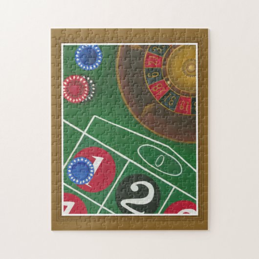 Roulettetisch mit Chips und Rädern Puzzle (Vertikal)