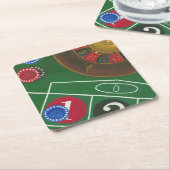 Roulettetisch mit Chips und Rädern Rechteckiger Pappuntersetzer (angewinkelt)