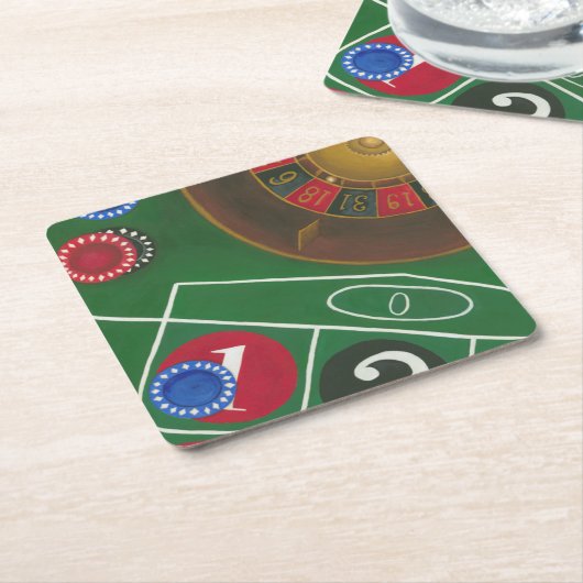 Roulettetisch mit Chips und Rädern Rechteckiger Pappuntersetzer (angewinkelt)