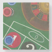 Roulettetisch mit Chips und Rädern Steinuntersetzer (Vorderseite)