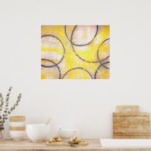 "Round About" Abstrakte Kunst in Grau und Gelb Poster (Küche)