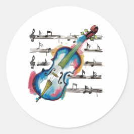 Round abstract violin sticker