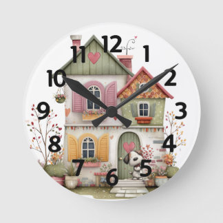 Round Acrylic Clock Country Cottage Runde Wanduhr