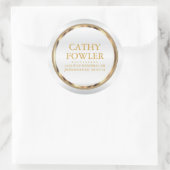 Round Address Gold und White Labels Runder Aufkleber (Tasche)